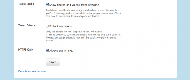 Turn SSL on for Twitter