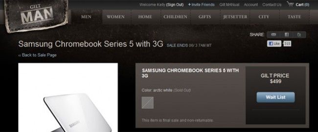Gilt Groupe First to Sell Google Chromebook
