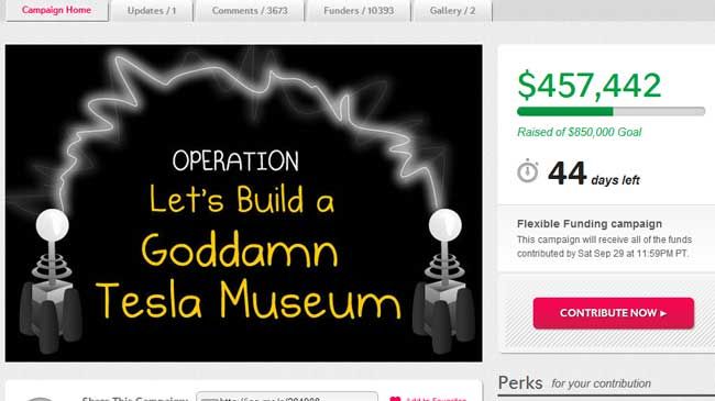 Campaign To Build Tesla Museum Hits $450k In Under Two Days