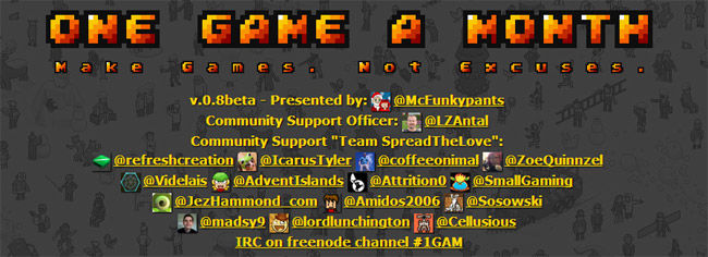 One game, one month. 12 games, 12 months. Start coding!