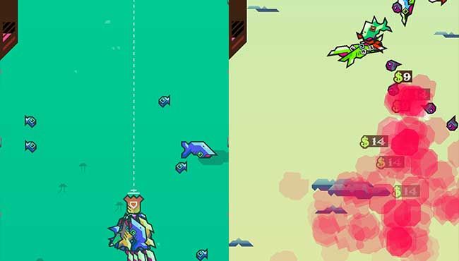 Reel all those fishies back to the surface and... blow them up with your weapon of choice!