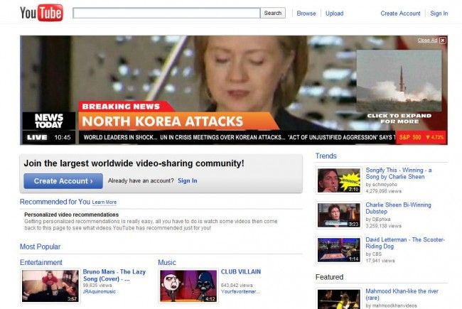 Homefront Ad Scare on YouTube