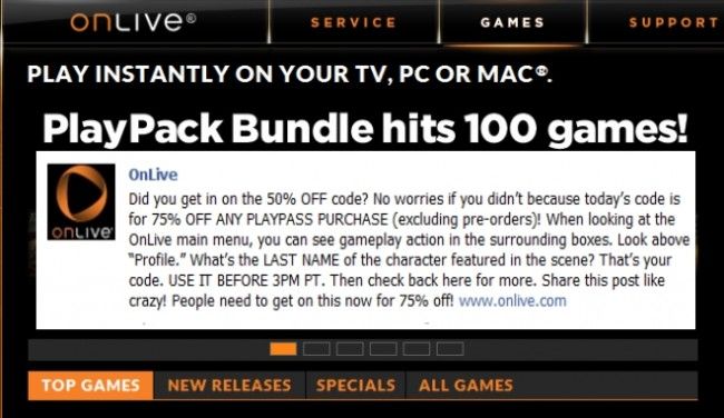 Oh Snap, OnLive Strikes Again With 75% Off Games Promo Code