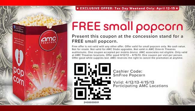 AMC To Give Free Popcorn This Weekend In Celebration Of Tax Day